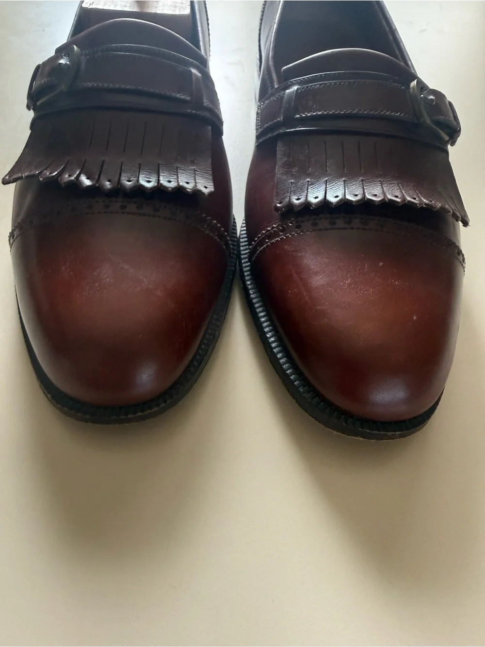 Salvatore Ferragamo Men’s Burgundy Kiltie Loafers